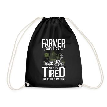 Farming Farmer Tractor Vintage - Drawstring Bag - black - Front