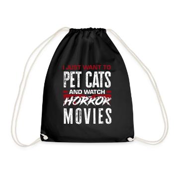 Horror Movies Cats Cinema Gift - Drawstring Bag - black - Front