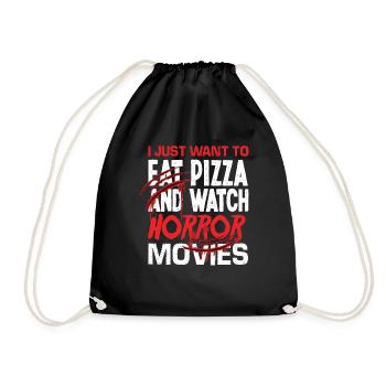 Horror Movies Pizza Food - Drawstring Bag - black - Front