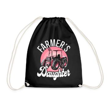 Farming Farmer Daughter Tractor - Drawstring Bag - black - Front