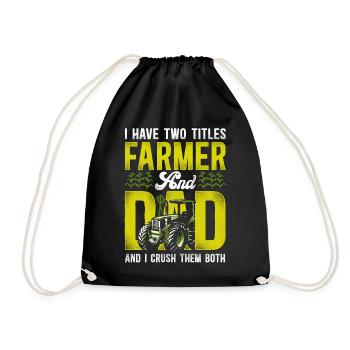 Farming Farmer Dad Father Tractor - Drawstring Bag - black - Front