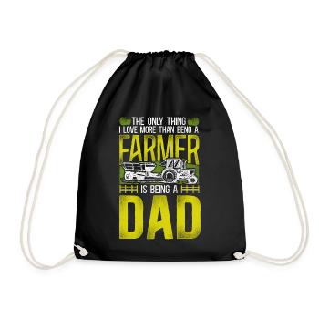 Farming Farmer Dad Father Tractor - Drawstring Bag - black - Front