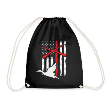 USA Flag Goose Hunting Hunting - Drawstring Bag - black - Front