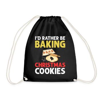 Weihnachten Backen Plätzchen Kekse Lebkuchen - Turnbeutel - Schwarz - Vorne