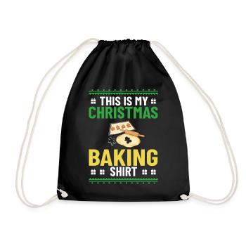 Weihnachten Backen Plätzchen Kekse Lebkuchen - Turnbeutel - Schwarz - Vorne