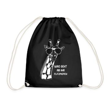 Was Geht Ab Ihr Flitzpiepen - Lustige Giraffe - Turnbeutel - Schwarz - Vorne