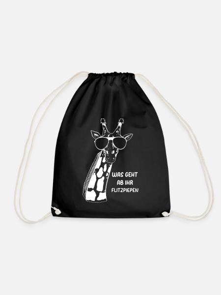 Was Geht Ab Ihr Flitzpiepen - Lustige Giraffe - Turnbeutel - Schwarz