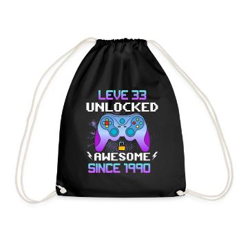 Niveau 33 Débloqué Génial depuis 1990 Funny Gamer - Sac de sport léger - noir - Devant