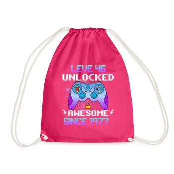 Niveau 46 Débloqué Génial depuis 1977 Funny Gamer - Sac de sport léger - fuchsia - Devant