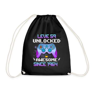 Niveau 59 Débloqué Génial depuis 1964 Funny Gamer - Sac de sport léger - noir - Devant