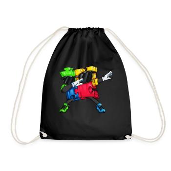 Dab Autism Puzzle Dabbing Motif Family Friends - Drawstring Bag - black - Front