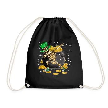 Funny Gold Pot Holiday St Patrick's Day Dabbing - Drawstring Bag - black - Front