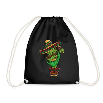 Maracas Mexiko Wüstenkaktus Poncho Cinco de Mayo - Turnbeutel - Schwarz - Vorne