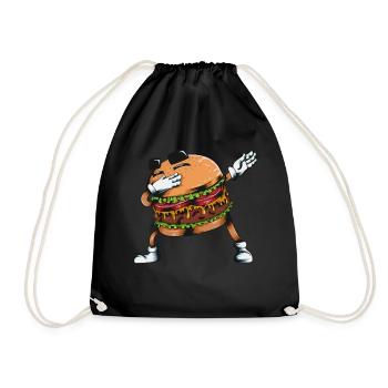 Burger Fan Food Fast Food Favorite Food Dabbing - Drawstring Bag - black - Front