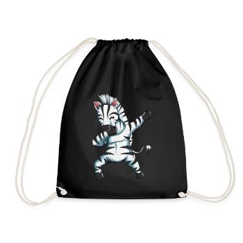 Zebra Gift Zebra Fan Cute Zebras Outfit Dabbing - Drawstring Bag - black - Front
