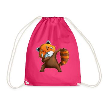 Red Panda Makes Dab Red Panda's Panda Bear Costume - Drawstring Bag - fuchsia - Front