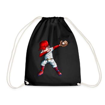 Baseball Baseball Fan Baseball Outfit Kids Dabbing - Drawstring Bag - black - Front