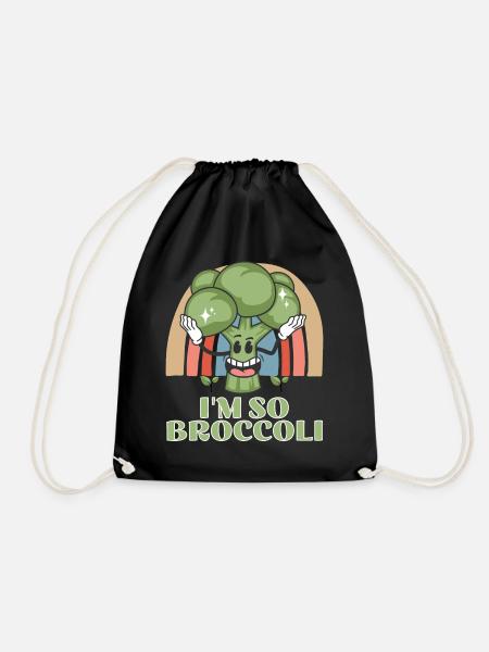 Broccoli Brokkoli Gemüse Vegan - Turnbeutel - Schwarz