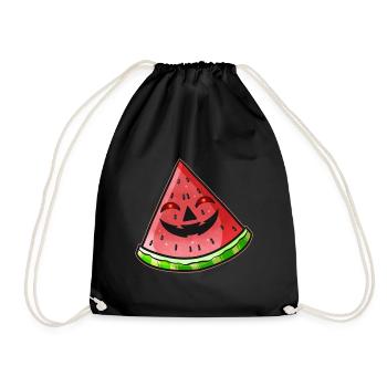 Evil Jack O Lantern Face in Watermelon Halloween - Turnbeutel - Schwarz - Vorne