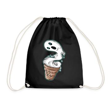 Soft Ice Waffle Ghost Cream Costume For Halloween - Drawstring Bag - black - Front