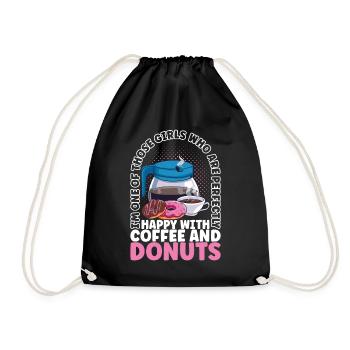 Kaffee Donuts - Turnbeutel - Schwarz - Vorne