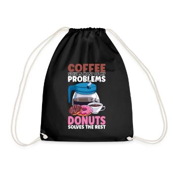 Kaffee Donuts - Turnbeutel - Schwarz - Vorne