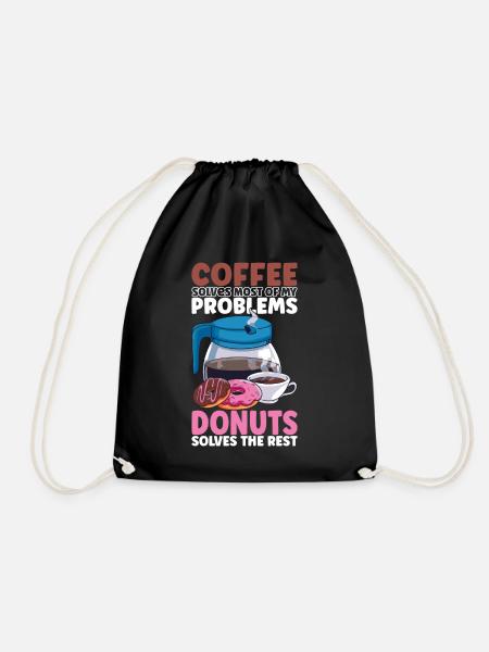 Kaffee Donuts - Turnbeutel - Schwarz
