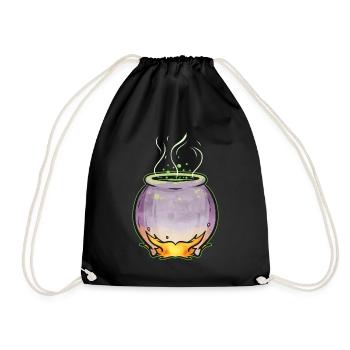 Copper Pot With Witch Magic Potion Halloween - Turnbeutel - Schwarz - Vorne