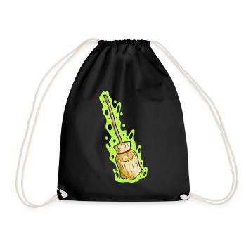 Magic Witch Broom With Green Shimmer Halloween - Turnbeutel - Schwarz - Vorne