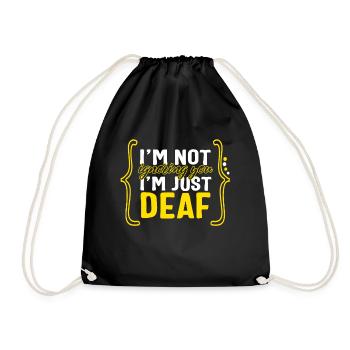 Deaf Awareness Month Shirt, I'm Not Ignoring You - Drawstring Bag - black - Front
