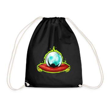 Glass Sphere With Green Shimmer Fortune Plate - Drawstring Bag - black - Front