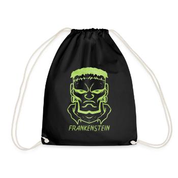 Evil Green Monster Face Costume For Halloween - Drawstring Bag - black - Front
