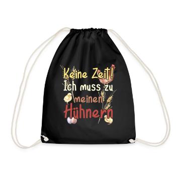 Vintage Farmhouse No time has to go to chickens - Drawstring Bag - black - Front