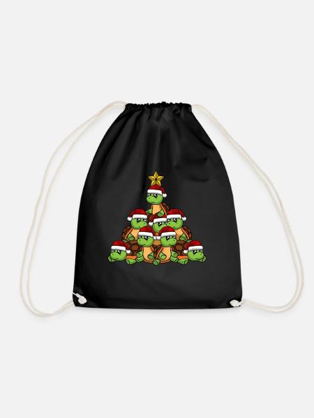 Schildkröte Weihnachtsbaum - Turnbeutel - Schwarz