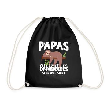 Papas Schlafshirt Faultier - Turnbeutel - Schwarz - Vorne