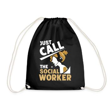 Simply Call The Social Worker To Social Work - Drawstring Bag - black - Front