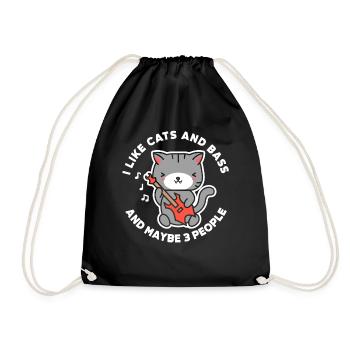 Guitar Cat Bass Guitar - Drawstring Bag - black - Front