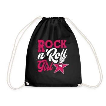 Guitar Rock And Roll Girl - Drawstring Bag - black - Front