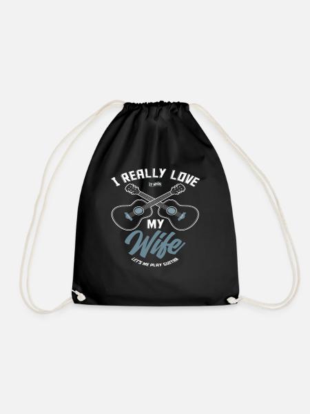 Guitar Guitarist Husband - Drawstring Bag - black