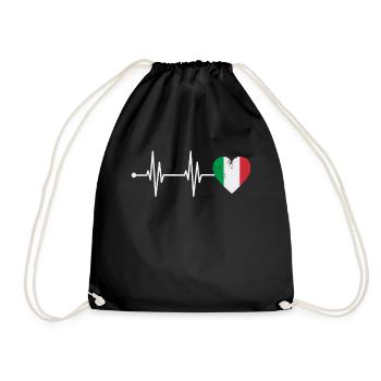 Italien Liebe Herzschlag EKG Wurzeln Italiener - Turnbeutel - Schwarz - Vorne