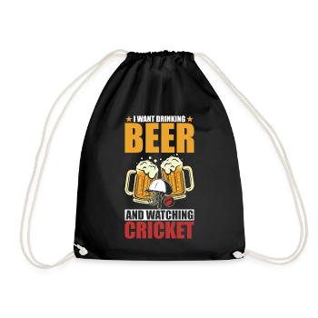 Cricket Und Bier - Turnbeutel - Schwarz - Vorne