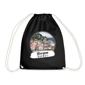 Bergen Norway Souvenir - Drawstring Bag - black - Front