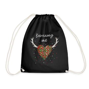 Betreuung mit Herz Pflegekräfte Weihnachtsgeschenk - Turnbeutel - Schwarz - Vorne