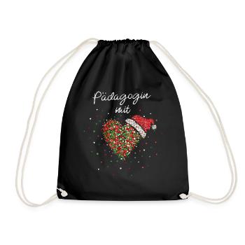 Pädagogin Mit Herz Tagesmutter Weihnachtsfeier - Turnbeutel - Schwarz - Vorne