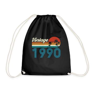 Vintage 1990 Vintage Geburtstag Retro Vintage - Turnbeutel - Schwarz - Vorne