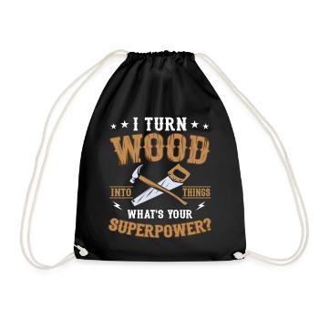 I turn wood into things craftsmen do-it-yourselfers - Drawstring Bag - black - Front