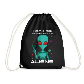 Girl Who Believes in Aliens Planet Space - Drawstring Bag - black - Front