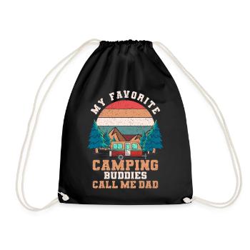 Camping Familie Camp Zelten Wohnwagen Wohnmobil - Turnbeutel - Schwarz - Vorne