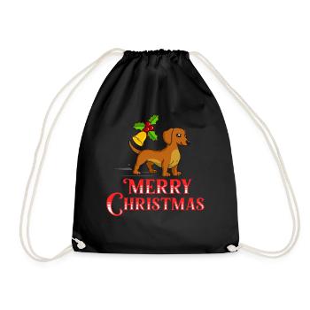 Doxie Dachshund Dackel Teckel Hund Weihnachten - Turnbeutel - Schwarz - Vorne