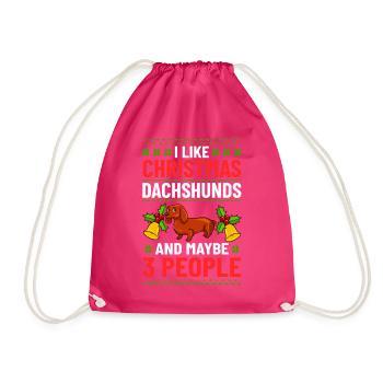 Doxie Dachshund Dackel Teckel Hund Weihnachten - Turnbeutel - Fuchsia - Vorne